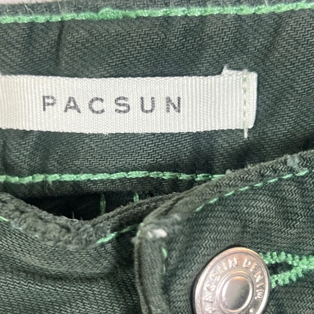 PacSun Green Utility Jeans 27 High Rise Streetwear Grunge Whimsigoth Punk Emo